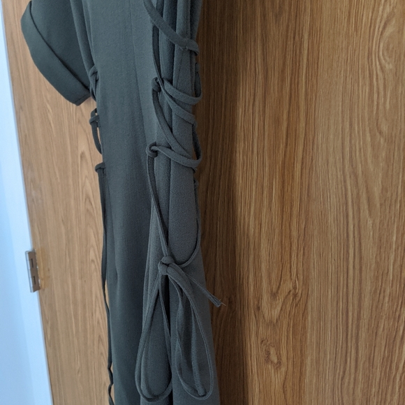 Topshop Olive midi dress w/ front slit US SZ 0/2 - Picture 2 of 5